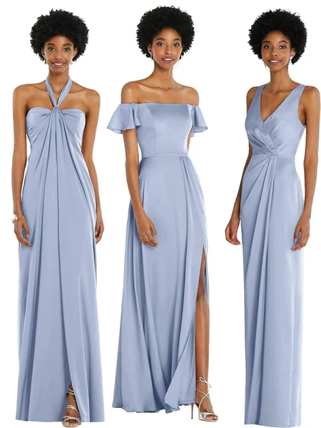 Azure Satin Bridesmaid Dresses | Amehandmadesg - Image 5