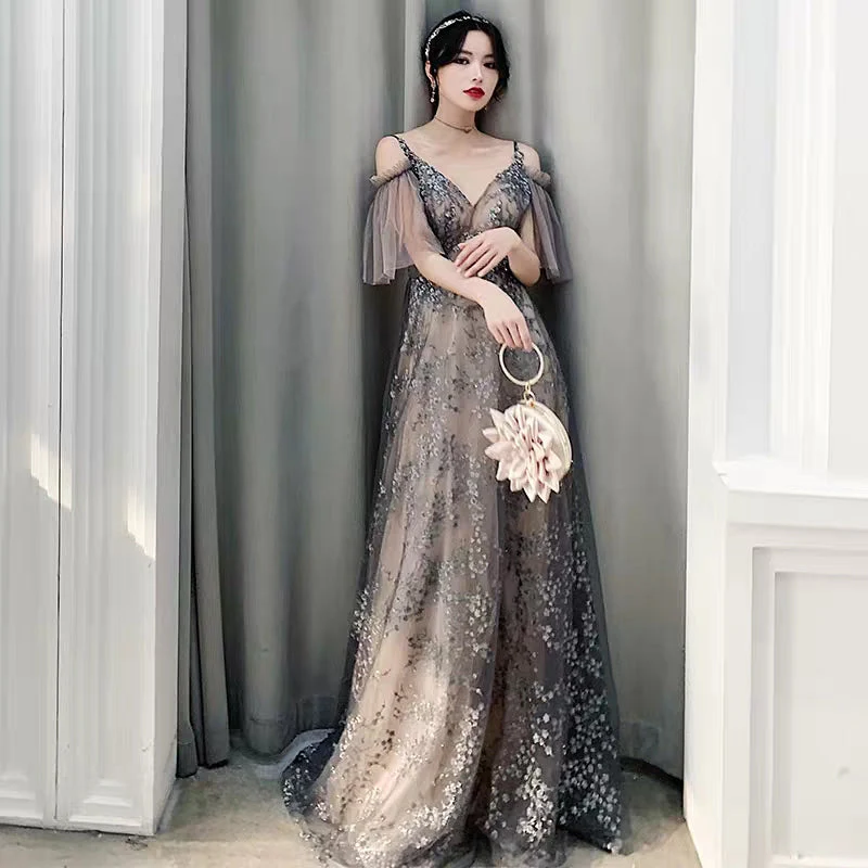 Banquet evening dress new temperament high-end fairy dream birthday party dress gas field queen long