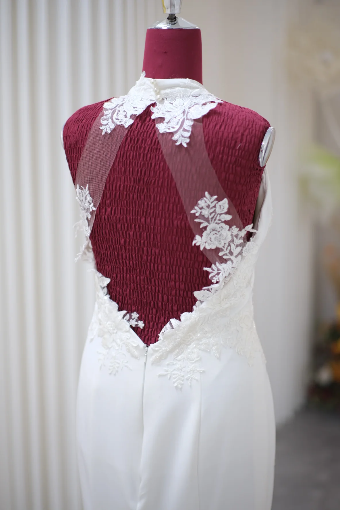 BG-WED-AME-10082 WEDDING GOWN LUX FABRIC HALF LACE SIZE M BUST 85 WAIST 68 - Image 6
