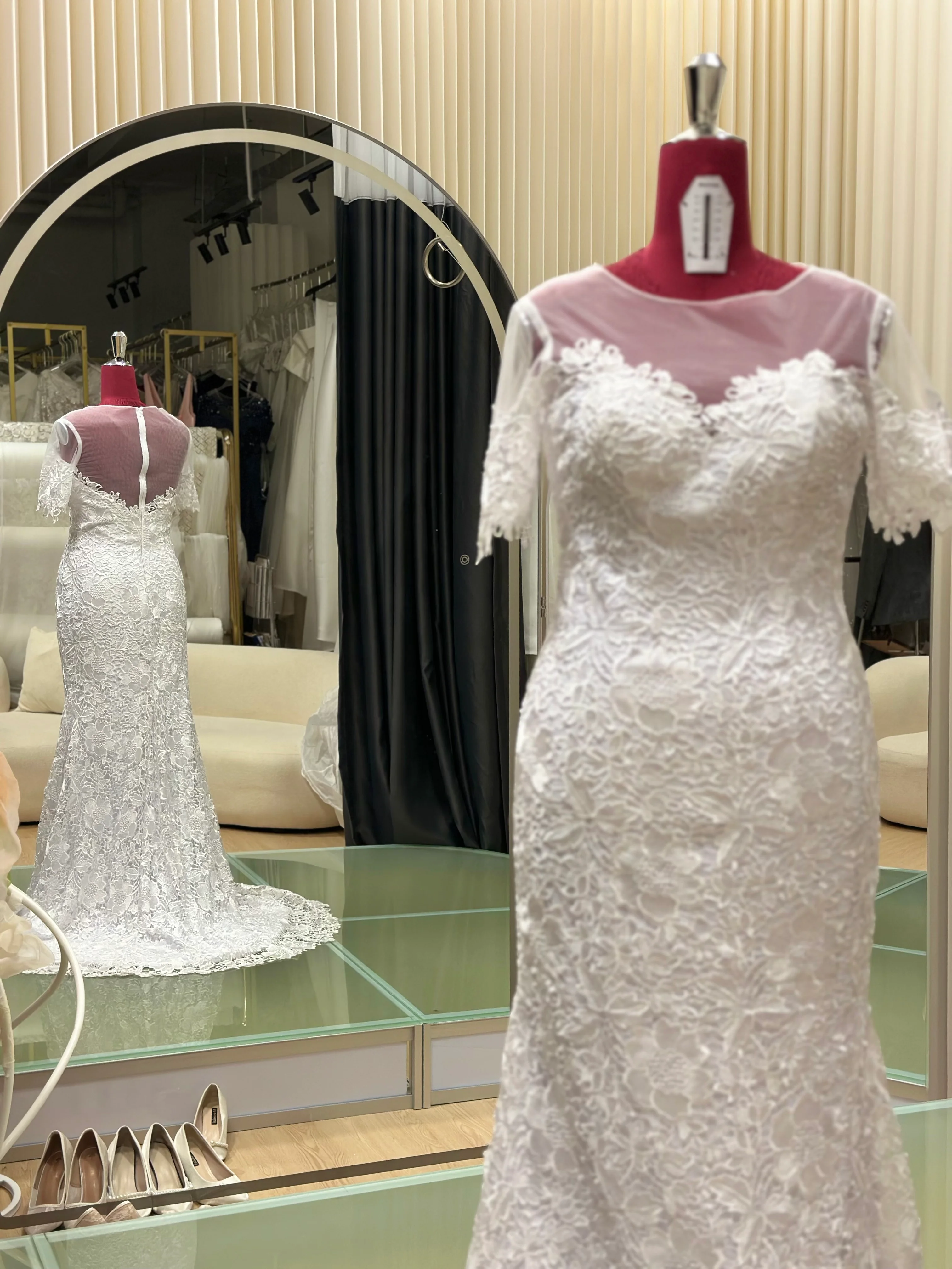 BG-WED-AME-10130 WEDDING GOWN PREMIUM FABRIC FULL LACE SIZE 3XL BUST 100 WAIST 85 - Image 5