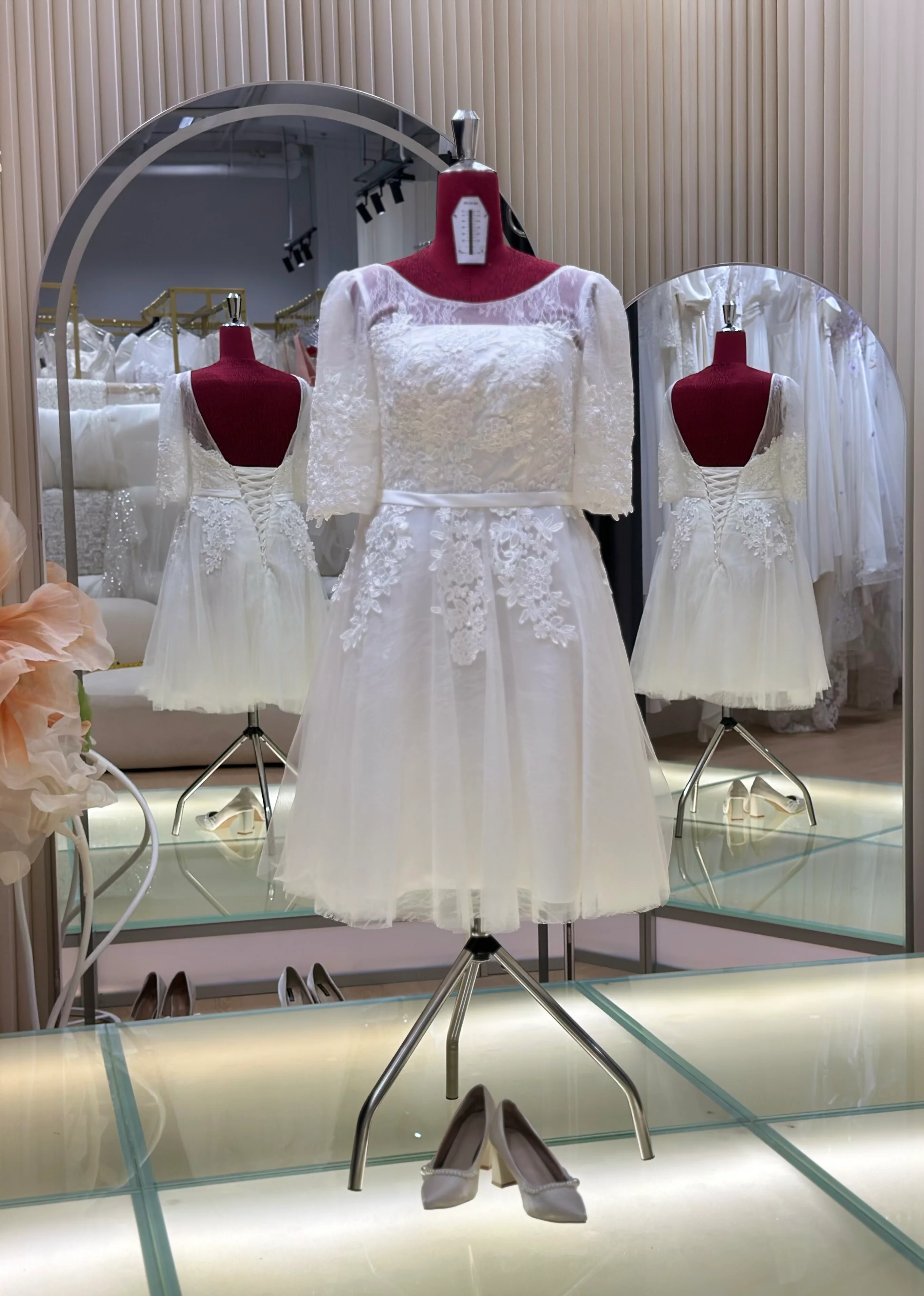 BG-WED-AME-10140 WEDDING GOWN FABRIC HALF LACE SIZE XL-3XL BUST 90-100 WAIST 74-84 - Image 3