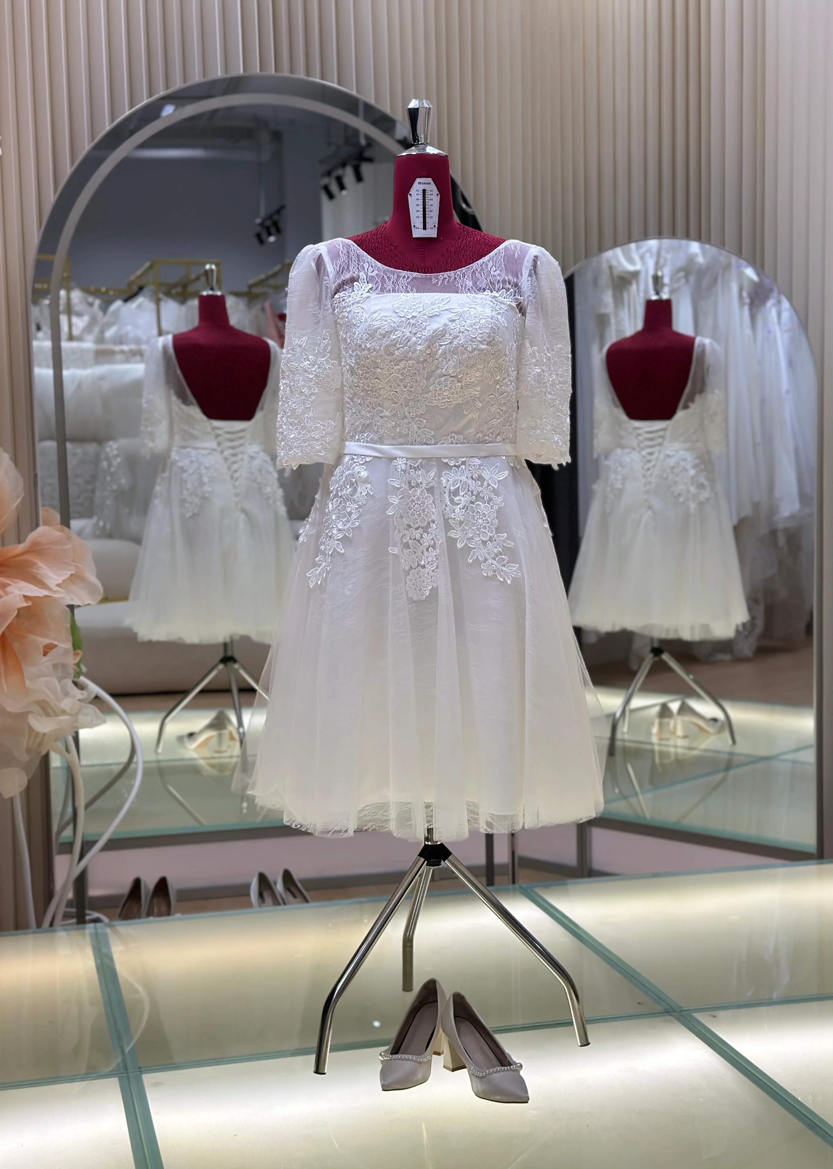 BG-WED-AME-10140 WEDDING GOWN FABRIC HALF LACE SIZE XL-3XL BUST 90-100 WAIST 74-84 - Image 4