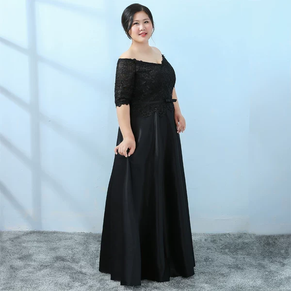 Black Evening Dress Plus Size Open Shoulders - Image 2