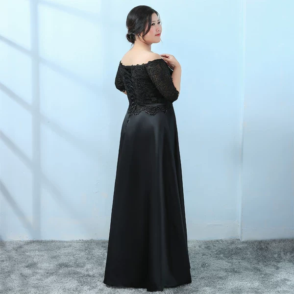 Black Evening Dress Plus Size Open Shoulders - Image 3