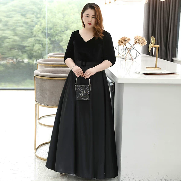 Black Satin Evening Dress