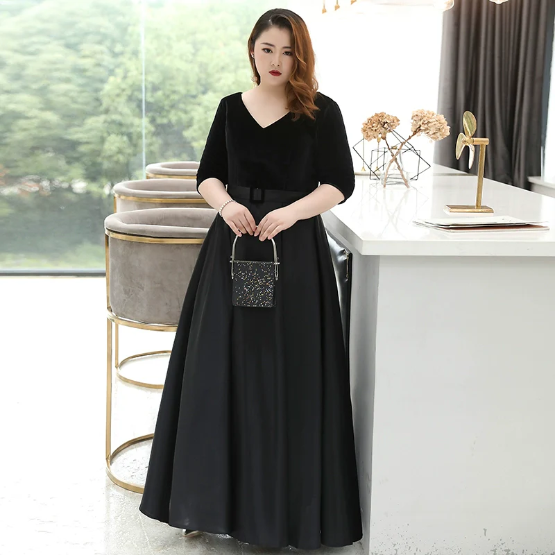 Black Satin Evening Dress - Image 6
