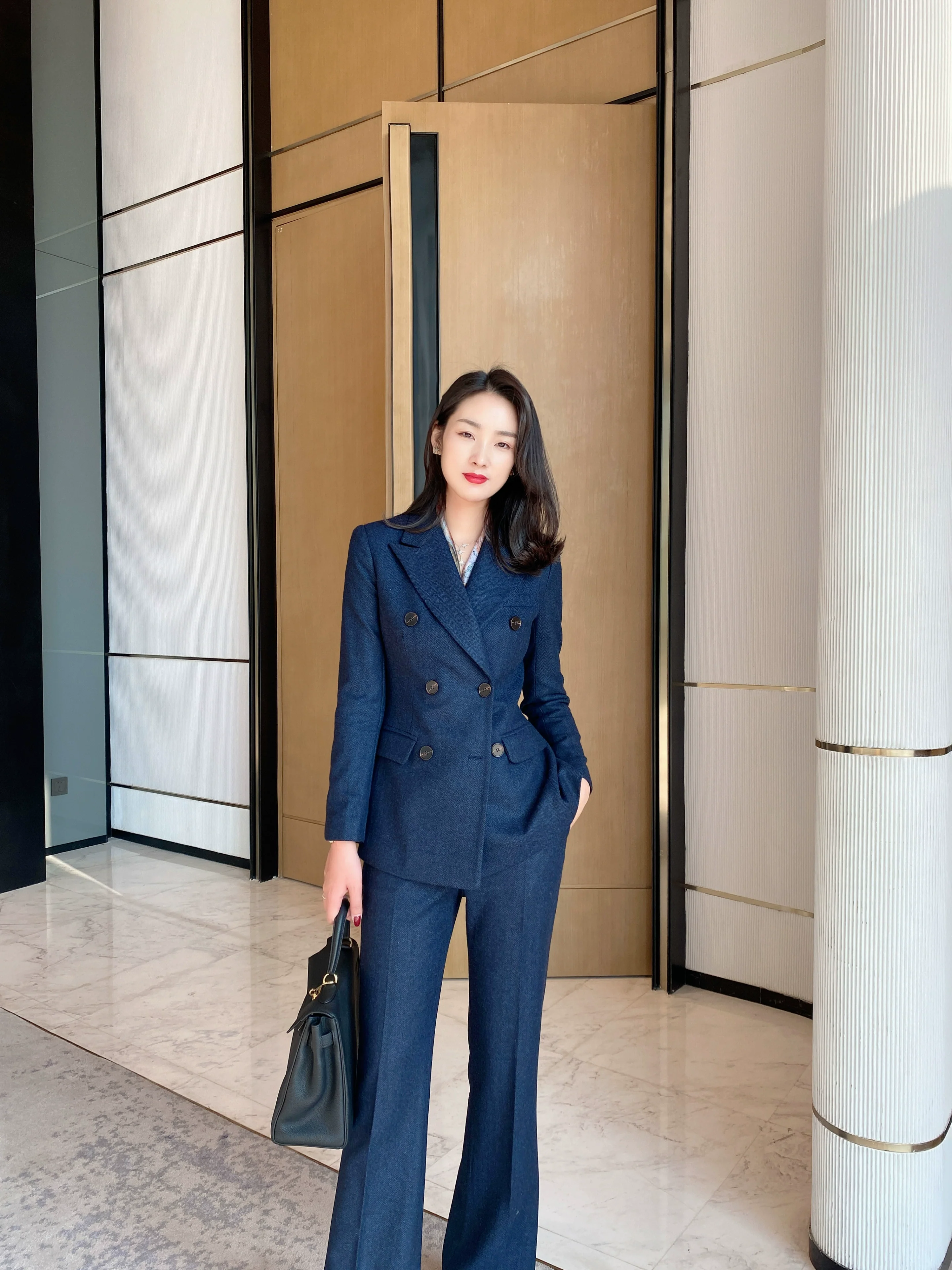 Blue Woolen Classic Suit Jacket with Slim Trousers - Image 3