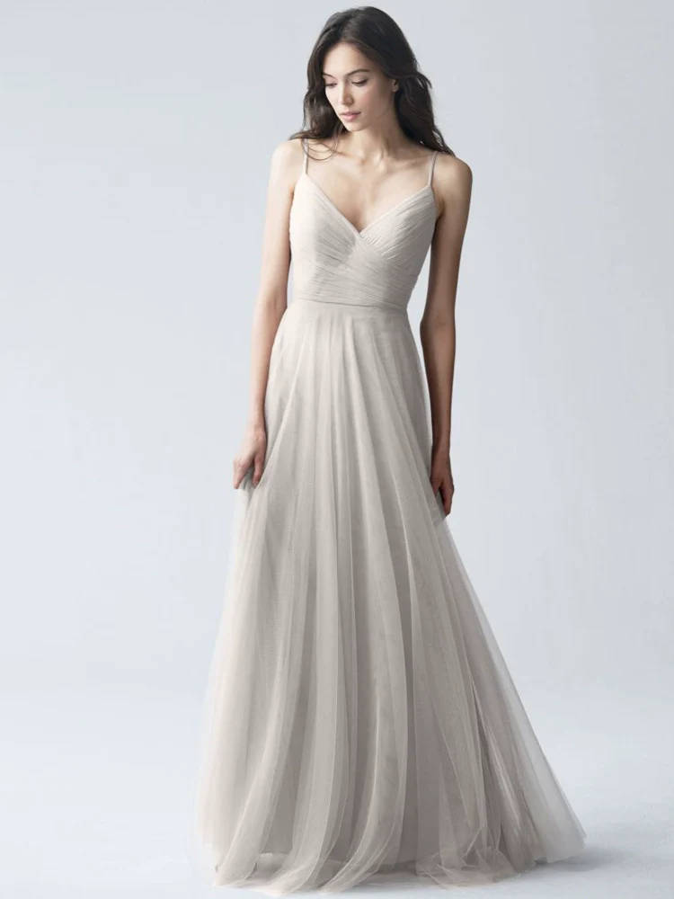Bridesmaid Dress Mesh A-Line High Waist Long Sleeve - Image 6