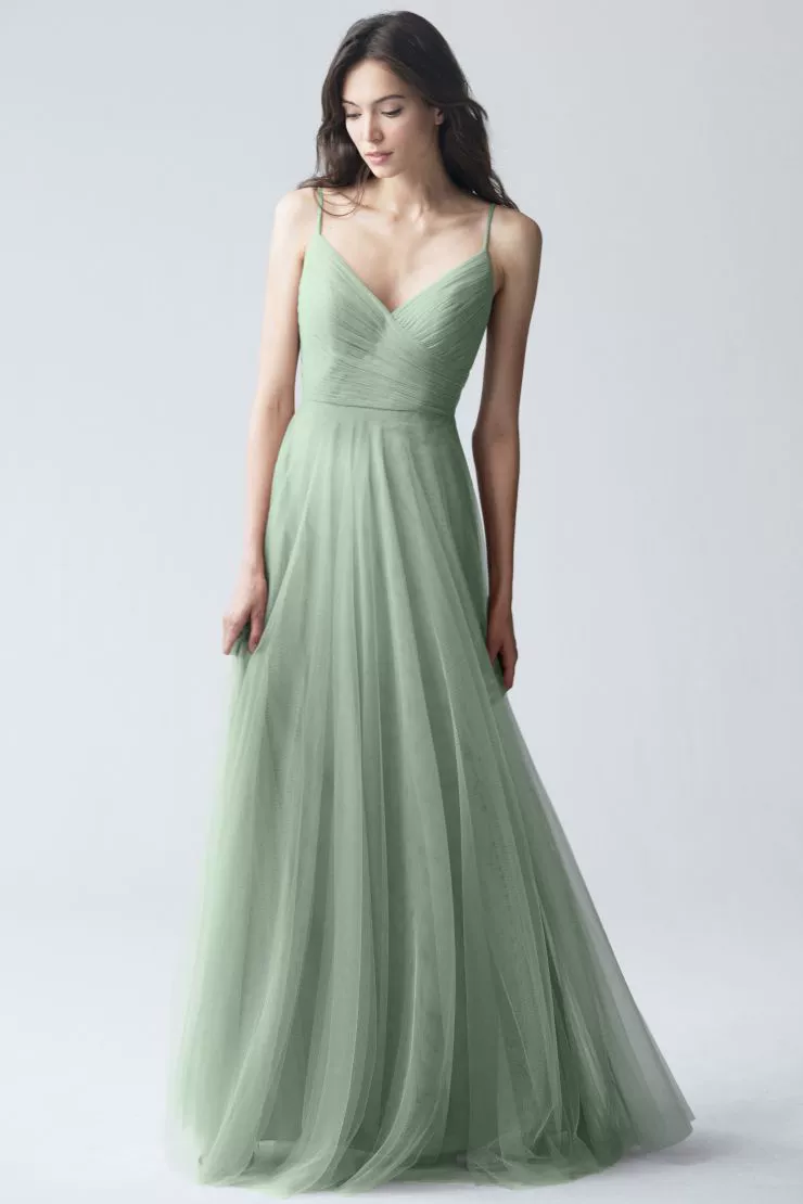 Bridesmaid Dress Mesh A-Line High Waist Long Sleeve - Image 8