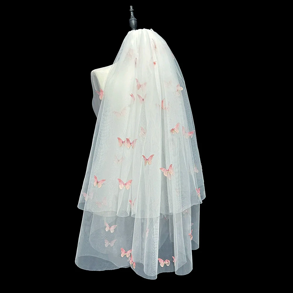 Dopamine Color Butterfly Veil 60-80cm Hair Comb - Image 2