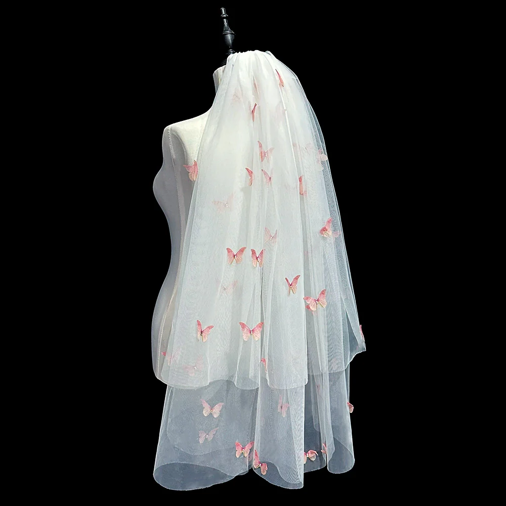 Dopamine Color Butterfly Veil 60-80cm Hair Comb - Image 4