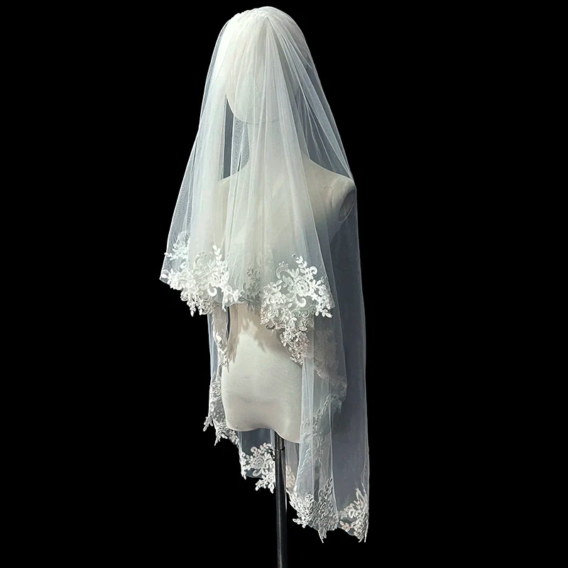 Double Layer Lace Wedding Veil - Image 2