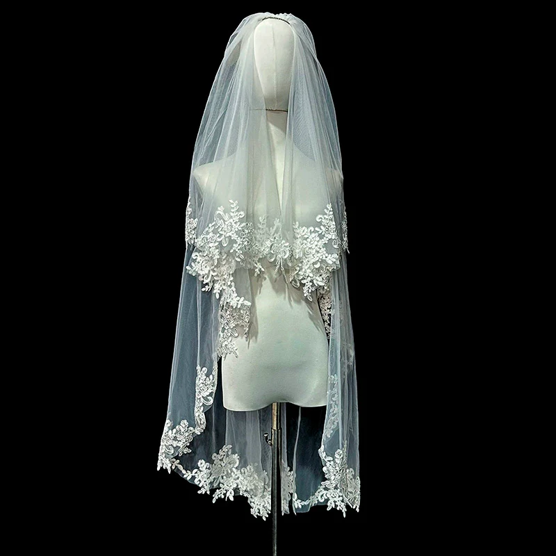 Double Layer Lace Wedding Veil - Image 4