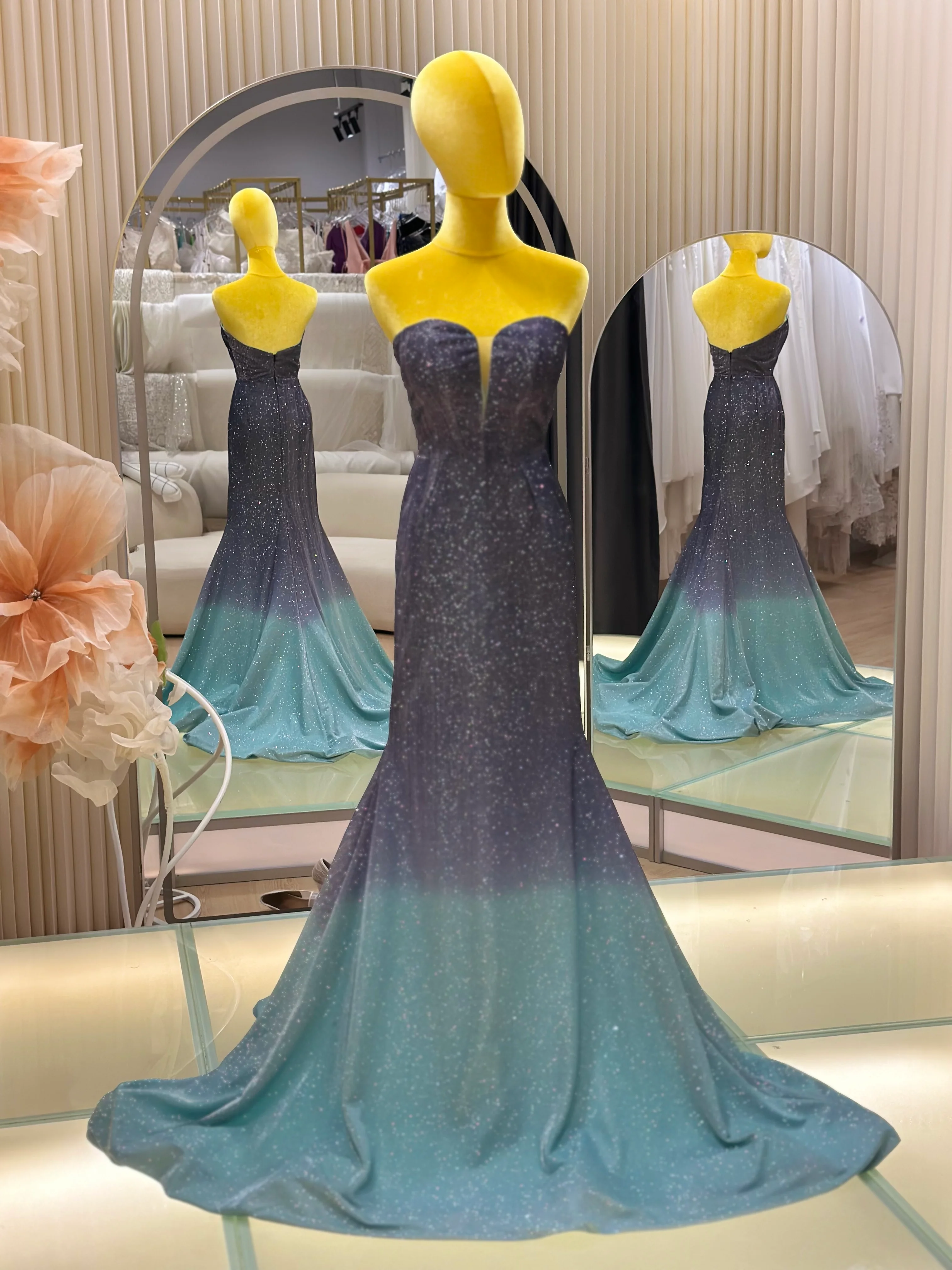 EG-AME-10007 EVENING GOWN PREMIUM FABRIC SIZE XS BUST 82 WAIST 65 - Image 2