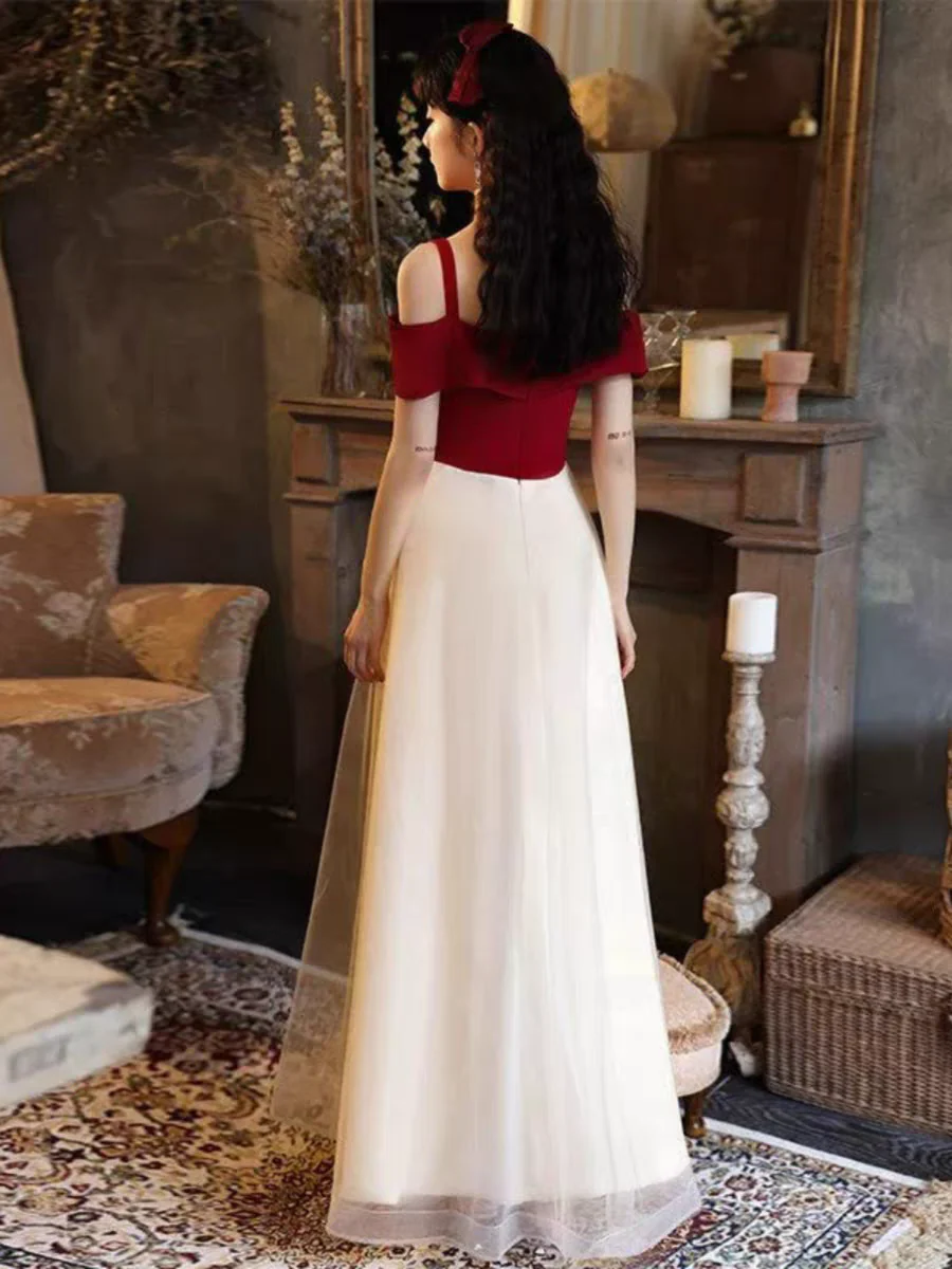 EG-SALE-AME-00146 Bride toast dress new banquet temperament engagement return home to get a certificate small people usually can wear evening dress female - Image 4