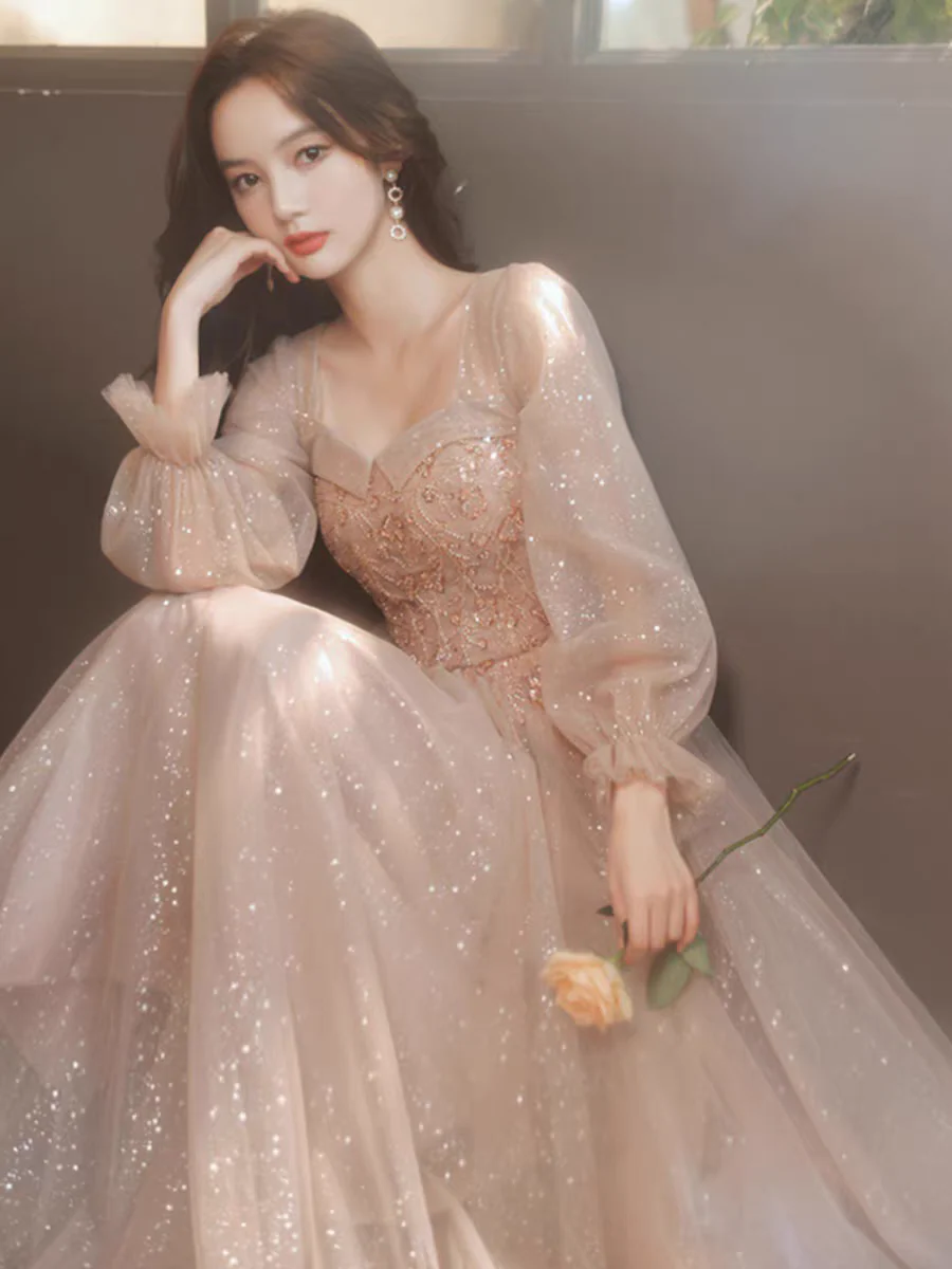 EG-SALE-AME-00193 Bridesmaid dress fairy temperament new spring can be worn on weekdays to show slim long sister group girlfriends dress bridesmaid dress - Image 3