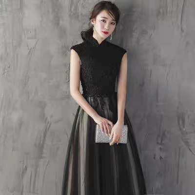 EG-SALE-AME-00199 Evening dress for hostess of the party, female bride, engagement toast dress, slim fit, elegant temperament, high-grade dress - Image 2