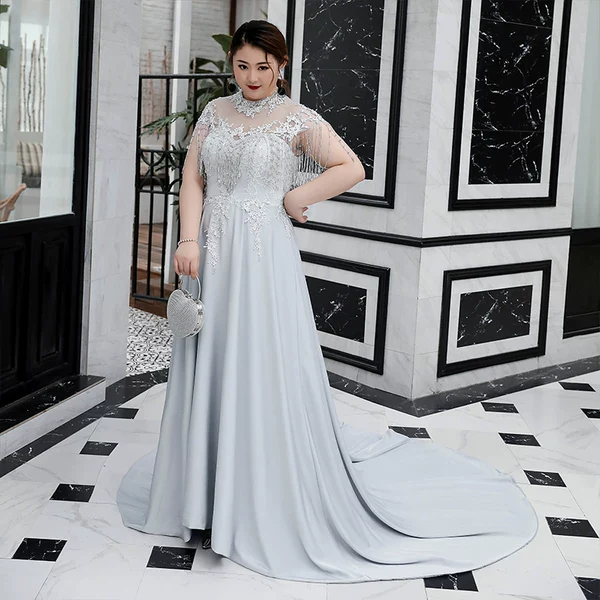 Elegant Gray Evening Long Dress - Image 3