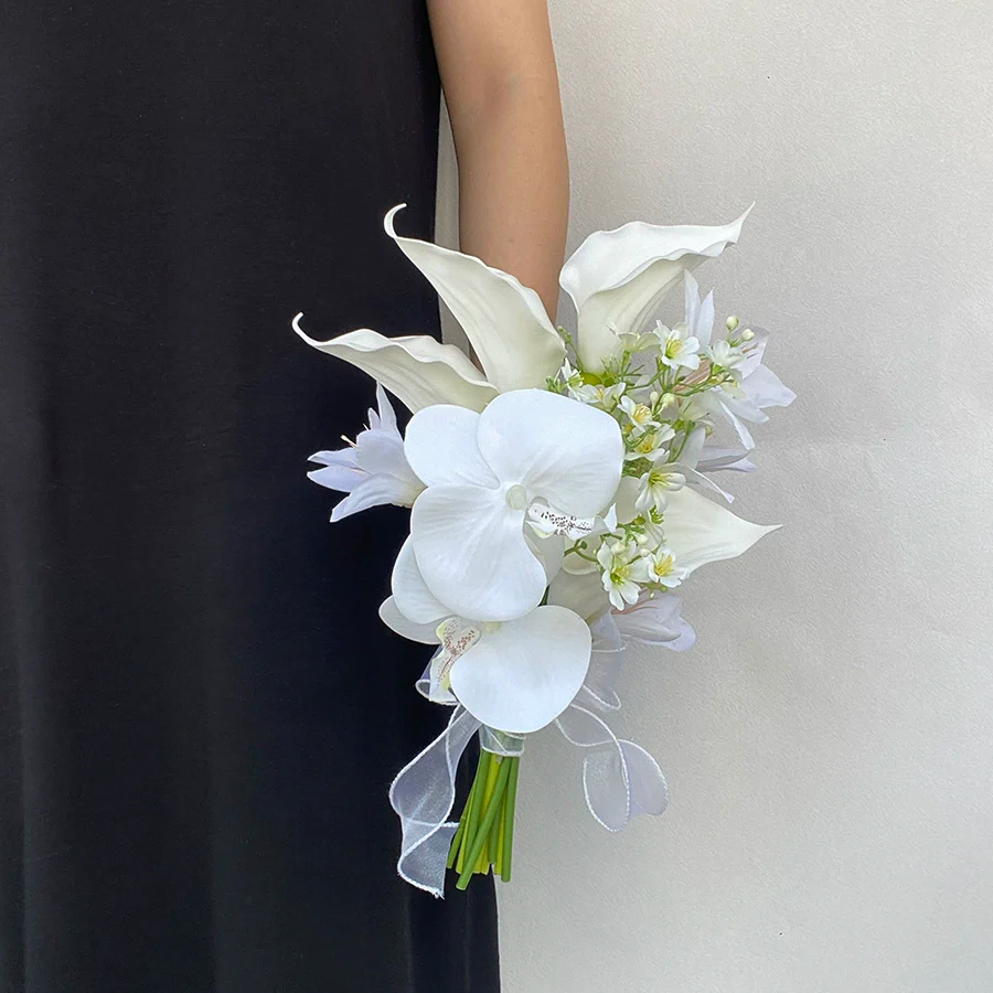 Elegant Phalaenopsis Tulip Hand‑held Silk Bouquet for Weddings & Graduations - Image 5