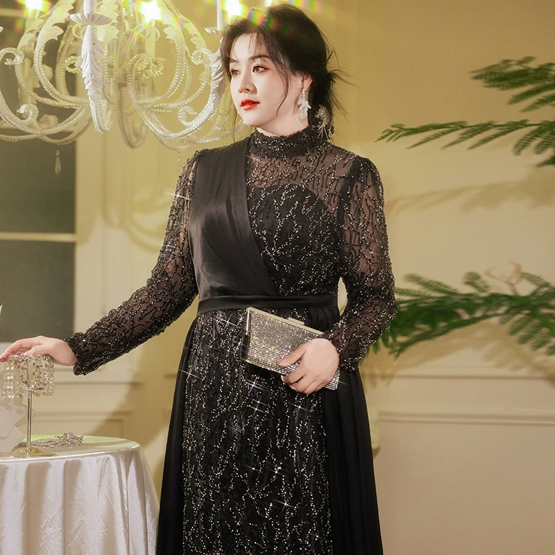 Elegant Plus Size Evening Dress Cheongsam - Classic Chinese Style