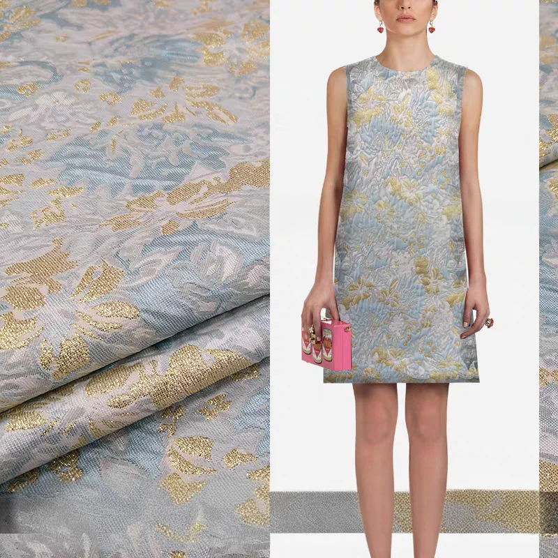 FAB-BROC-010 European imported jacquard windbreaker fabric spring and autumn high-end dress brocade clothing handmade bag fabric diy