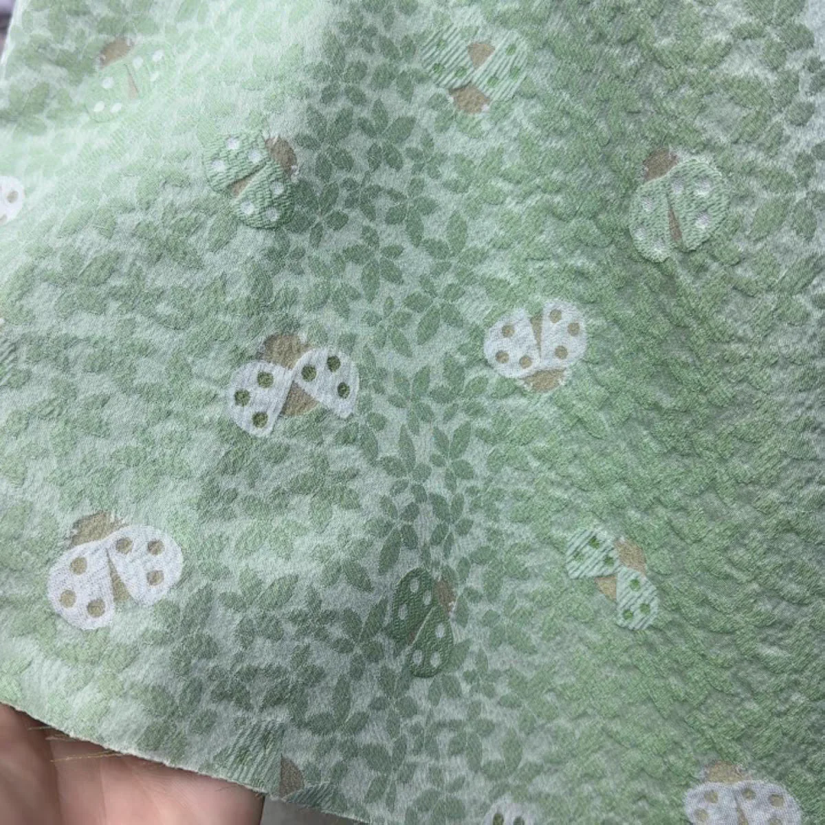 FAB-BROC-017 Spring and summer new green scarab beetle yarn-dyed jacquard fabric dress children's suit children's dress fashion cloth DIY - Image 3