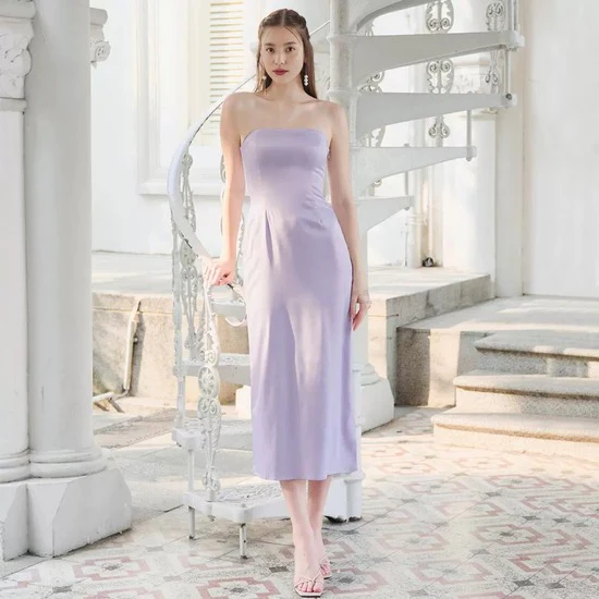 French Satin Bridesmaid Dress - Image 5