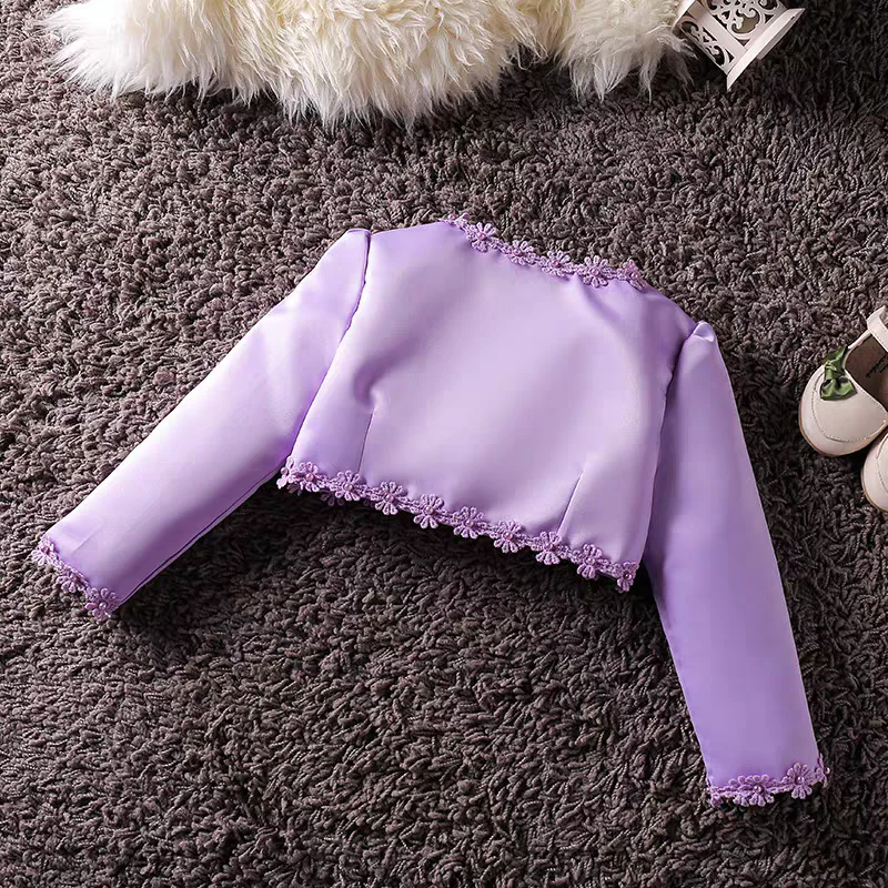 EG-SALE-AME-00112 Girls' Satin Bolero Shawl - Princess Cover-Up for Wedding, Flower Girl Dress - Ame Handmadesg | Amehandmadesg - Image 4