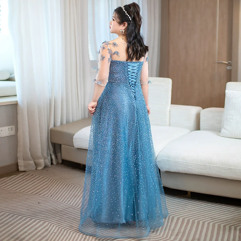 Gray Blue Evening Dress - Image 3