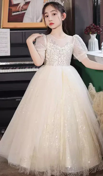 EG-SALE-AME-00161 Handmade Tulle Flower Girl Dress - Perfect for Weddings & Special Occasions by Ame Handmadesg