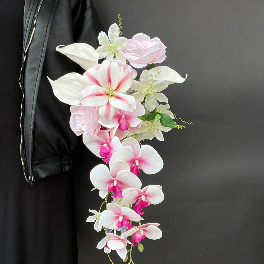 Pink-Purple Phalaenopsis Handheld Orchid Bouquet for Wedding Décor - Image 6