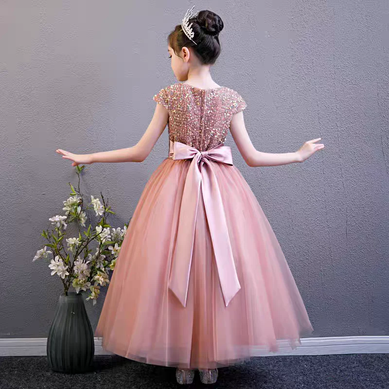 EG-SALE-AME-00167 Elegant Pink Tulle Dress for Girls | Handmade Party & Wedding Gown | Ame_handmadesg - Image 3