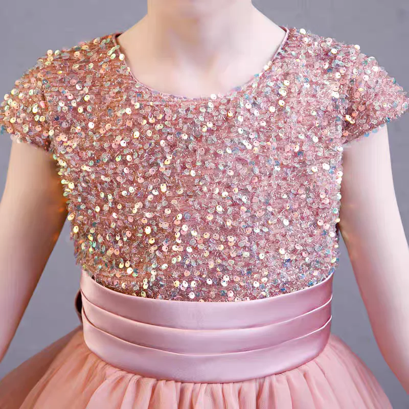 EG-SALE-AME-00167 Elegant Pink Tulle Dress for Girls | Handmade Party & Wedding Gown | Ame_handmadesg - Image 4