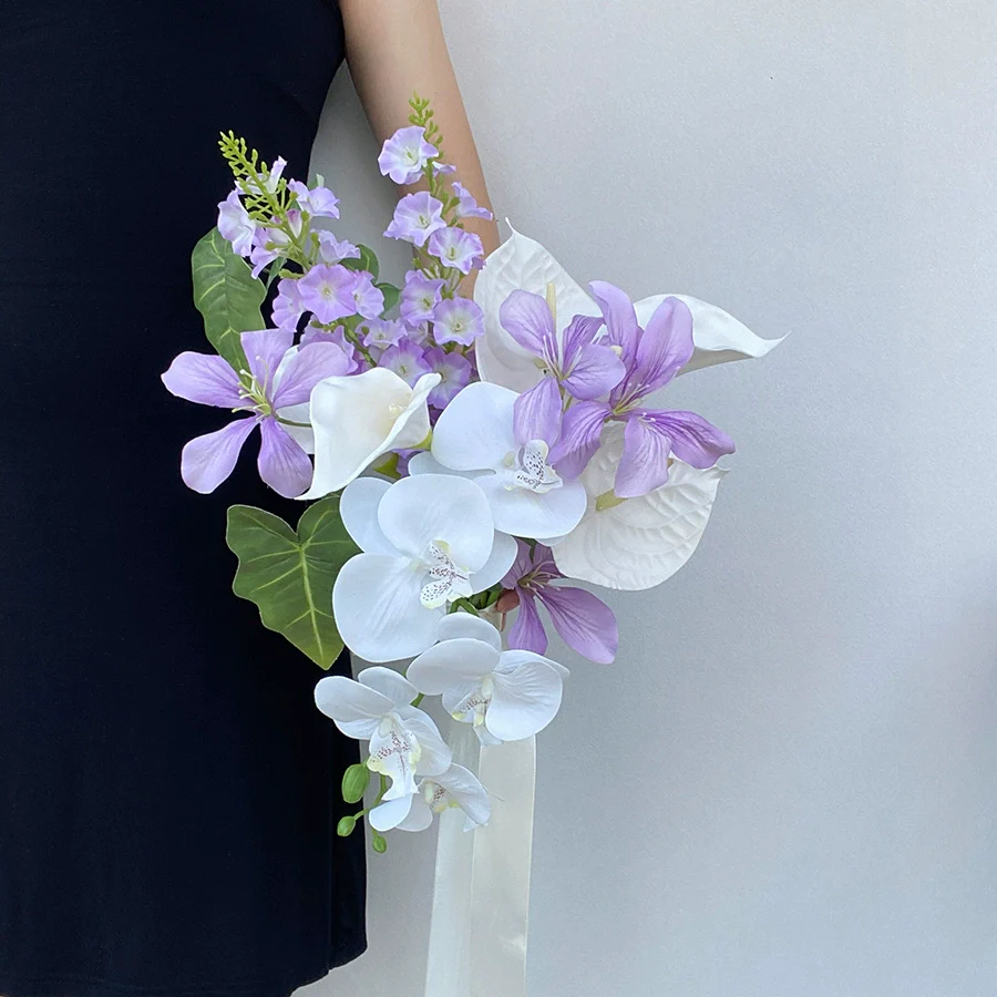 Purple Realistic Bridal Photo Prop Handheld Bouquet Decoration - Image 8