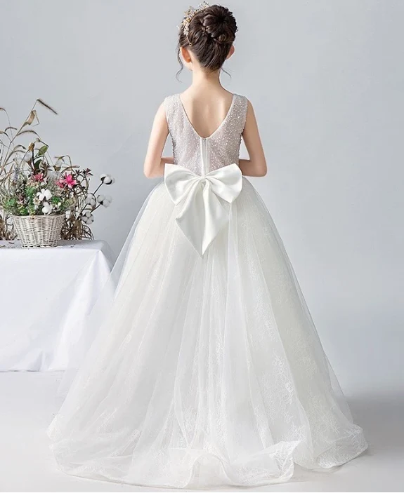 EG-SALE-AME-00203 Tulle Flower Girl Dress - Handmade Custom Occasion Gown - Ame_handmadesg - Image 3