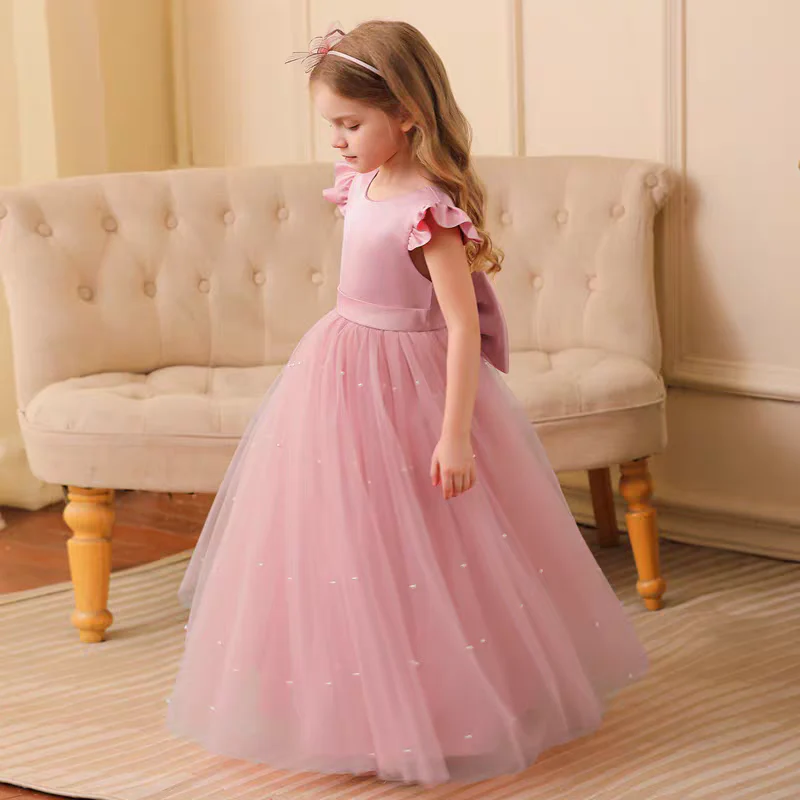 EG-SALE-AME-00163 Elegant Tulle Flower Girl Dress - Handmade Satin & Tulle Gown by Ame_handmadesg - Image 4