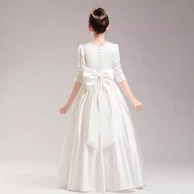 EG-SALE-AME-00180 Tulle Flower Girl Dress - Handmade Satin & Polyester Blend - Custom Sizes Available by Ame Handmadesg - Image 5