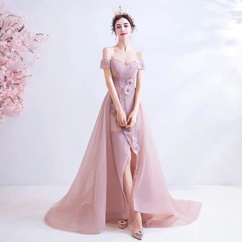 Wedding dress retro court style smoke blue bride wedding toast service dinner party wedding dress 6710 - Image 6