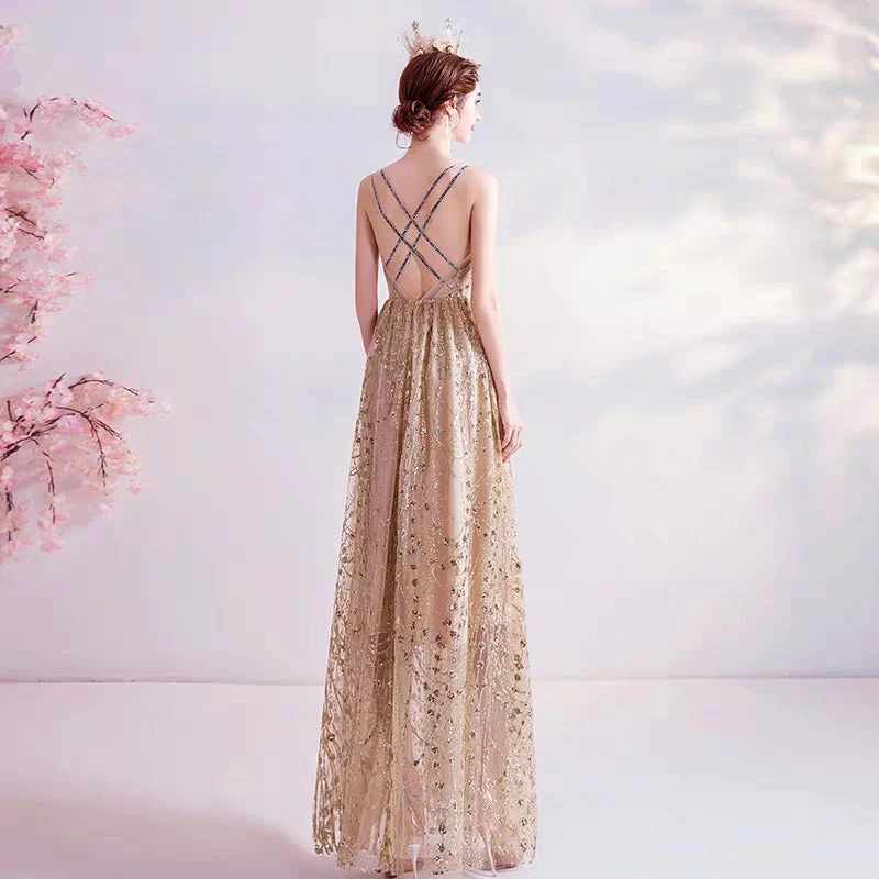 wedding dress sexy shine steam gold bare-back birthday party annual star dress evening dress 1260 - Image 5