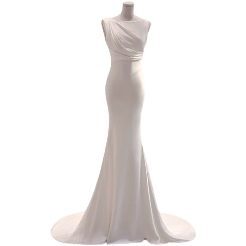 Wedding Dress White pleated design - Image 5