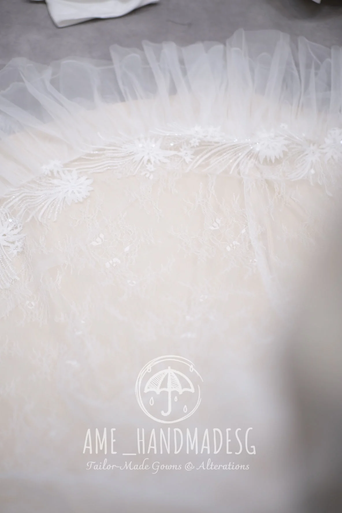 BG-WED-AME-10012 WEDDING GOWN LUX FABRIC FULL FABRIC LACE AND APPLIQUE LACE WITH BEADED SIZE XS - Image 6