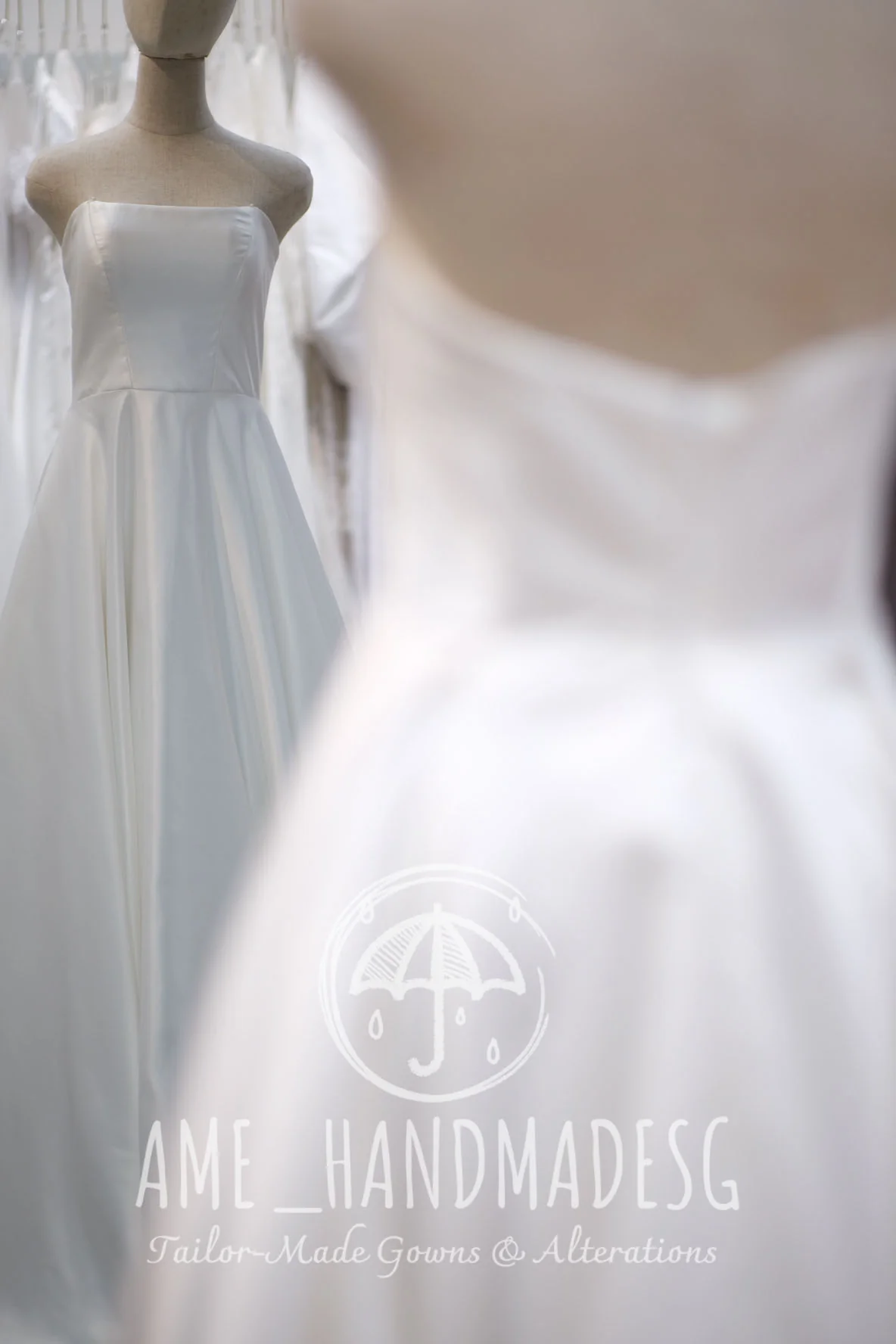 BG-WED-AME-10022 WEDDING GOWN LUX FABRIC PLAIN WITH PLEATED SIZE L BUST 88-90 WAIST 70-72 - Image 5