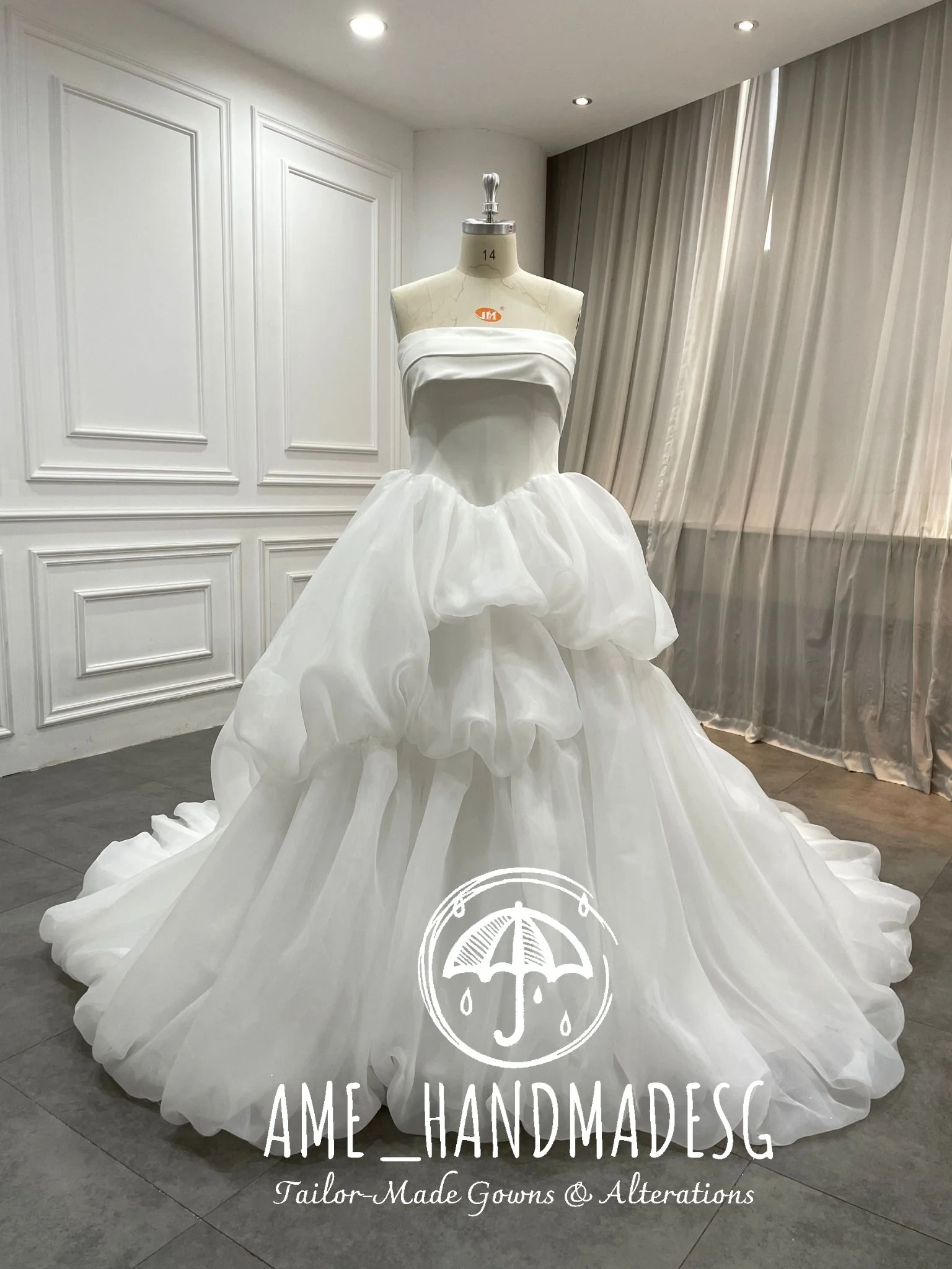 Cloud Reverie — Strapless Sculptural Tulle Ball Gown