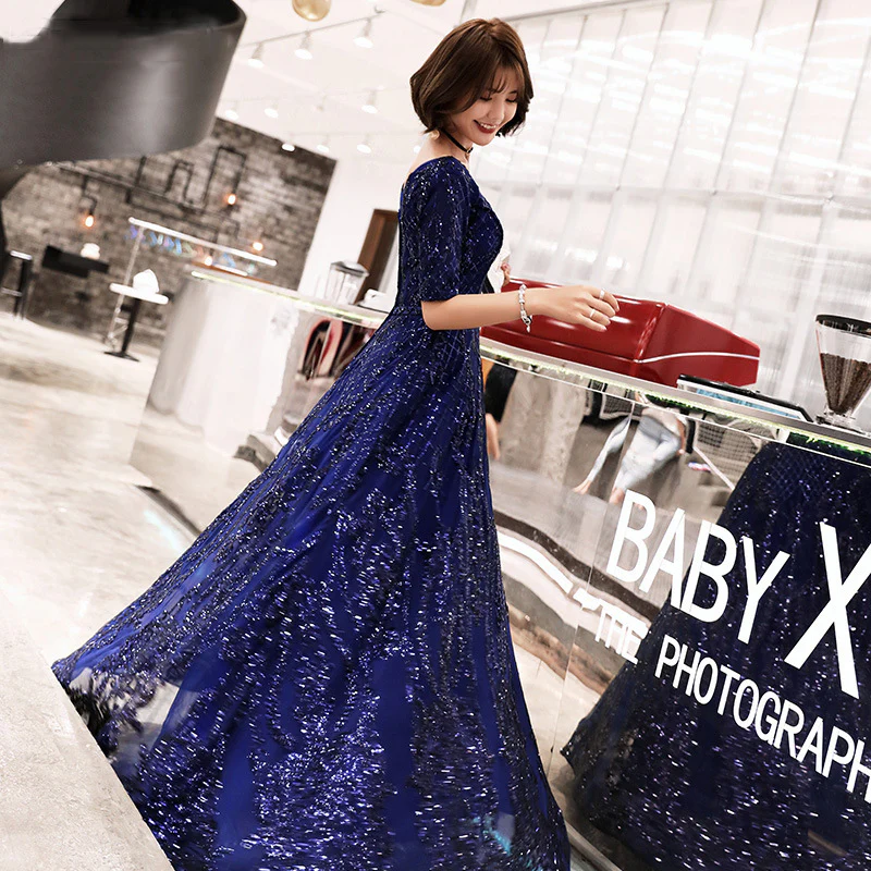 Women's Evening Dress Dark Long Skirt Steel With Shiny Noble Atmosphere - Image 4